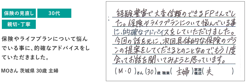 保険屋ライフプランについて悩んでいる事に、的確なアドバイスをしていただきました。